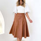 Women's High Waisted Mid Length Pleated Skirt