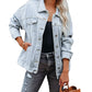 Women's Oversized Short Shawl Denim Jacket