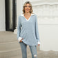 Lapel Long Sleeve Loose-fitting T-shirt Top Women