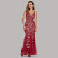 Long Dress Sleeveless V Neck Embroidered