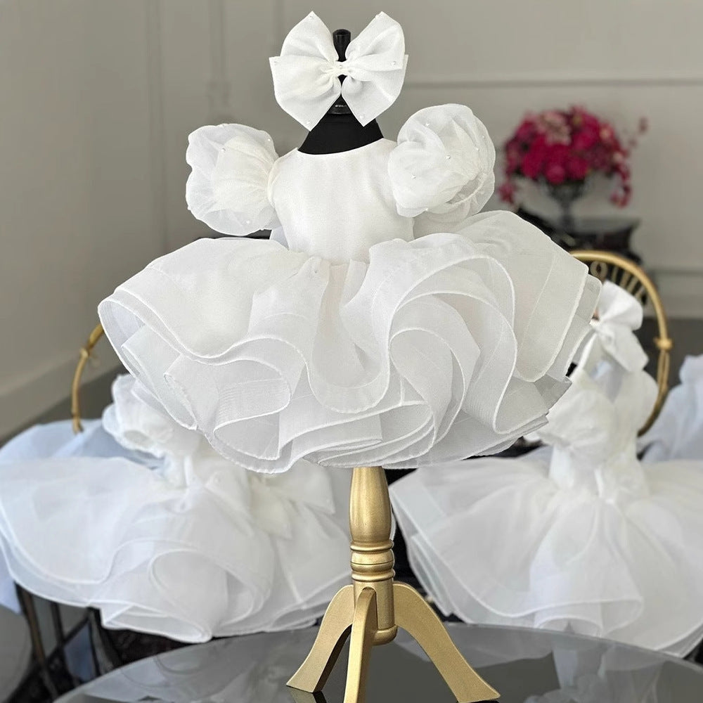 Bubble Sleeve Princess Dress Girls' Chiffon Skirt