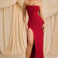 Personality Sequins Pure Color Tube-top Split Dress