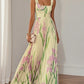 Sleeveless Formal Pleated Printed Dress