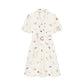 Puff Sleeve Dress, Waist Waist, Thin And Small Printed Bellflower Skirt