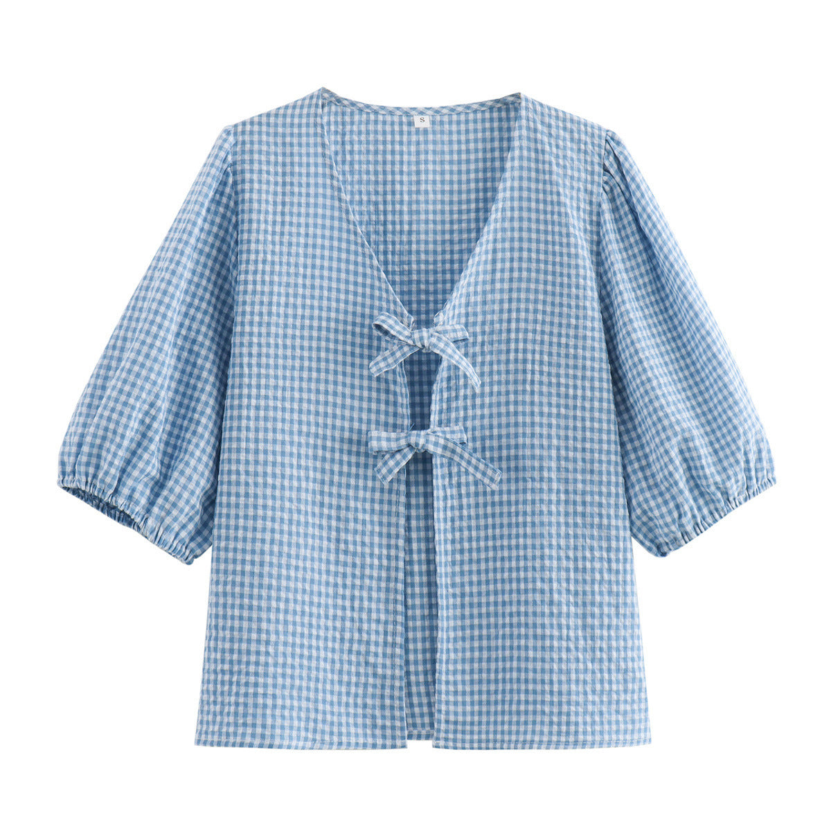 Women's Plaid Knotted Top Casual All-match