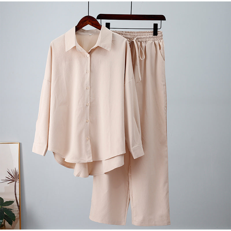 Chemise ample à manches longues et pantalon large, tenue décontractée, nouvelle collection automne et hiver