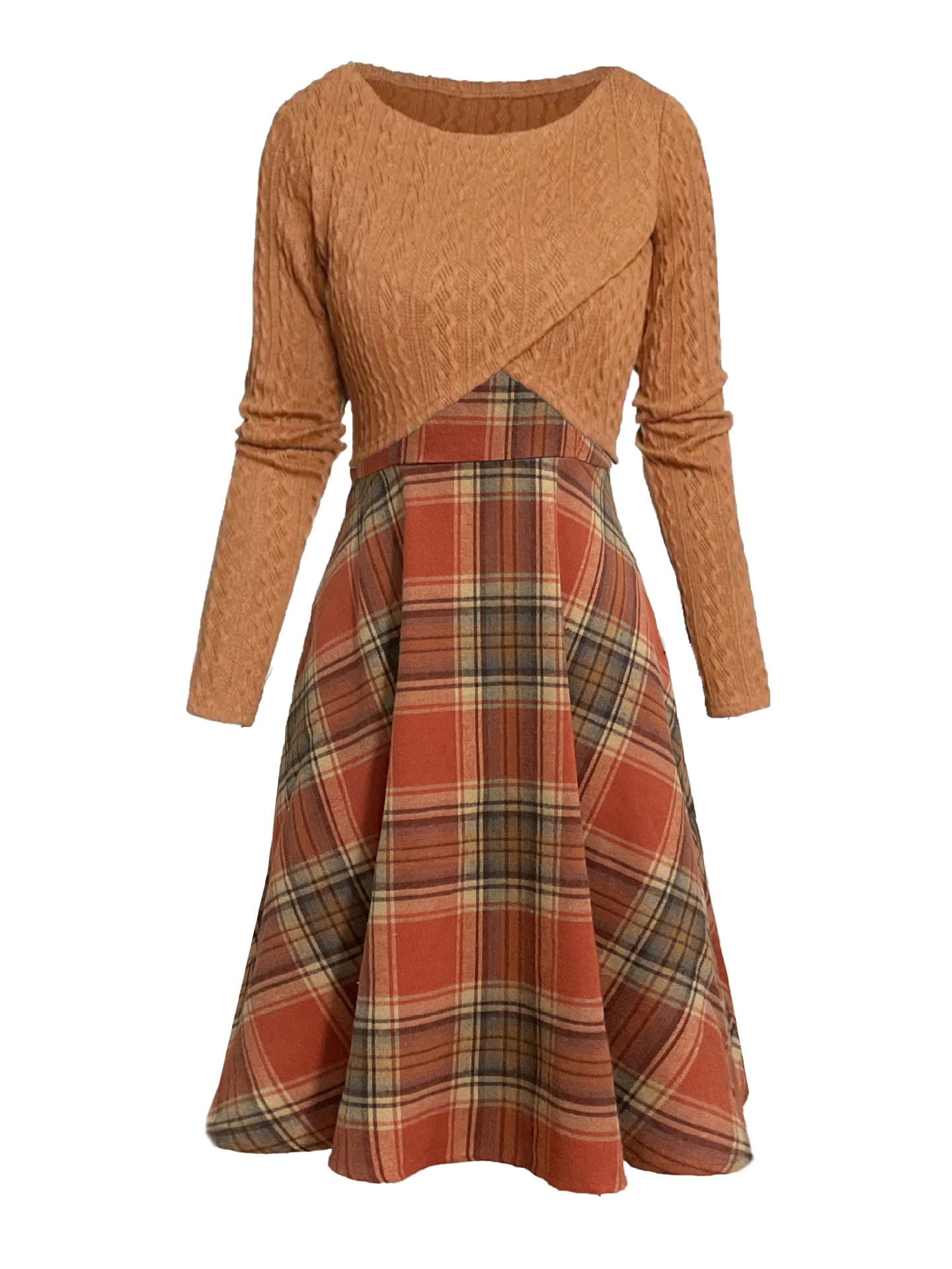 New Womens Two-piece Set Knitted Long-sleeve Top And Dress
