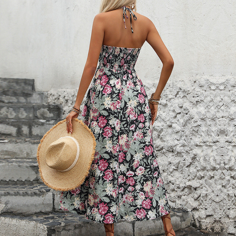 Robe nuisette imprimée dos nu pour femme