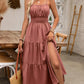 Women's Holiday Pleated Cami Dress Maxi Vacation Beach Outfit