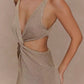 Twisted Vest Gold And Silver Wire Spring And Summer V-neck Dress