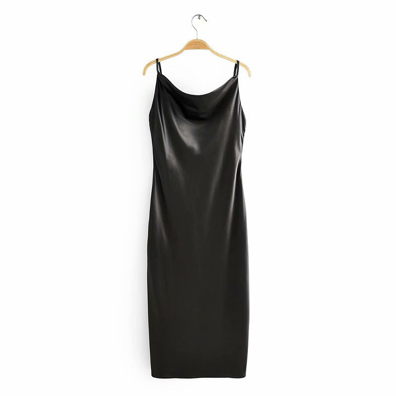 High-waisted Slimming Short-sleeved Design Mid-length Strappy Dress