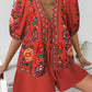 Women's Floral-print Cardigan With Tie-front Short-sleeve Top And Shorts Set