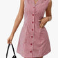 French Style Retro Plaid Sleeveless Women's Lapel Dress