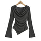 Women's American-style Off-shoulder Flared Long-sleeved Base
