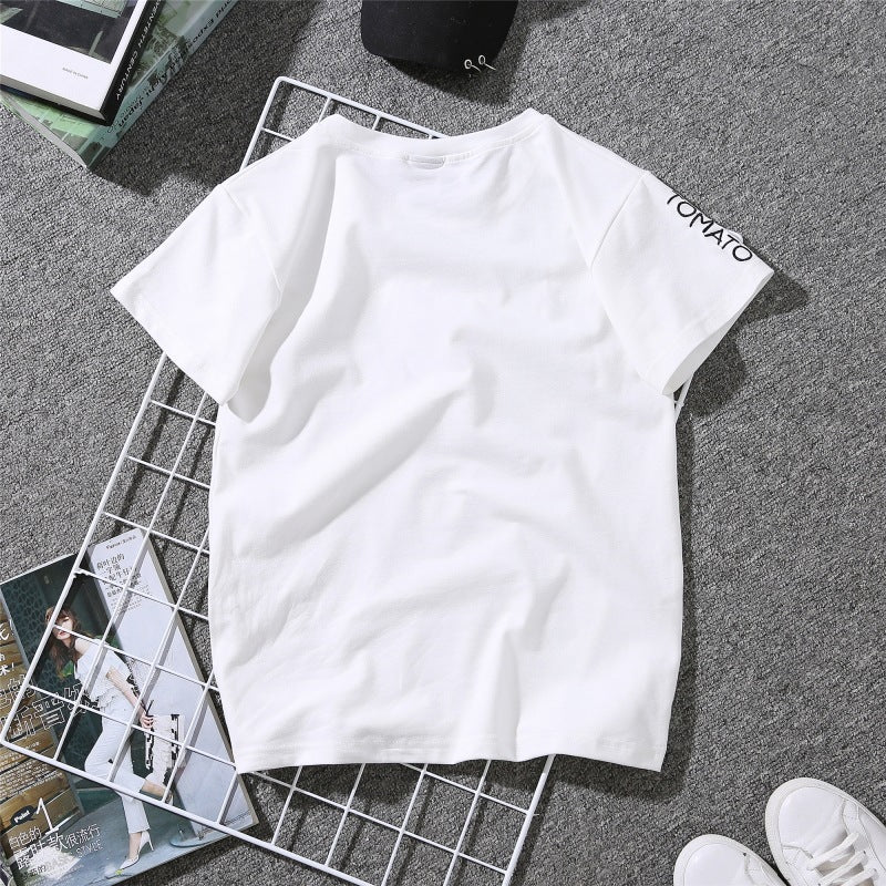 Embroidery Love Summer New Letters All-match Short Sleeve