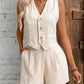 Leisure Commute Front Button Vest And Shorts Suit