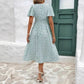 Summer Floral Puff-Sleeve V-Neck Dress