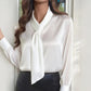 Autumn Solid Color Fashion Design Sense Streamer Long Sleeve Shirt Women's Clothing