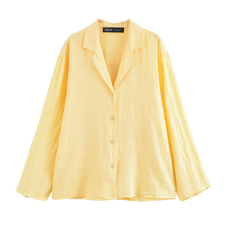 Summer New Polo Collar Single-breasted Long Sleeve Shirt Casual Pants Suit Women