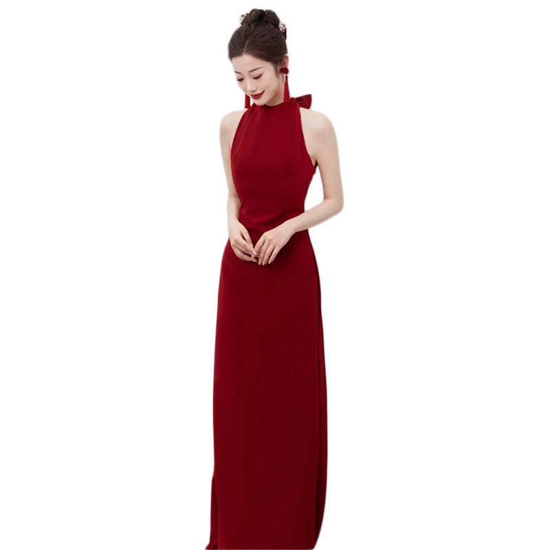 Women's Banquet Neck Hanging Evening Dress