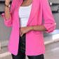 Women's Casual Rolled Sleeves Blazer With Pockets