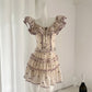 Purple Floral Women's Top Skirt Two-piece Suit