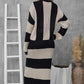 Robe longue en tricot ample à rayures contrastées pour l'automne et l'hiver