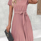Women's Lace-Up Skirt Solid Color Pleated Dress