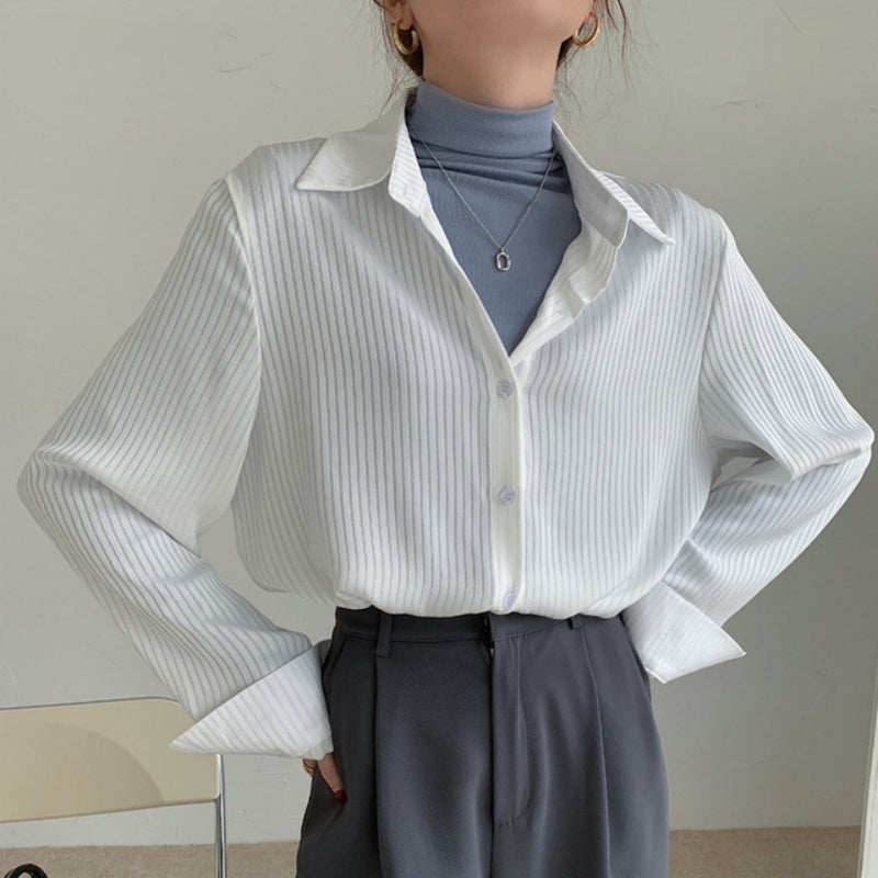 Chemise à rayures verticales pour femme, robe bandage de niche, design Sense, nouvelle collection