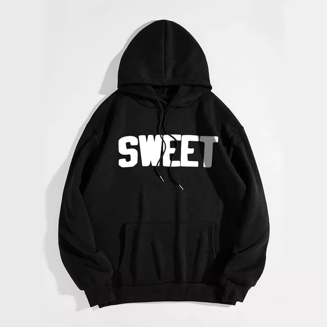Sweat à capuche avec cordon de serrage et poche kangourou imprimée avec lettres