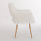 WHITE Faux Fur Upholstered Make Up Chair Side Dining Chair With Metal Leg WHITE Beech Metal Leg