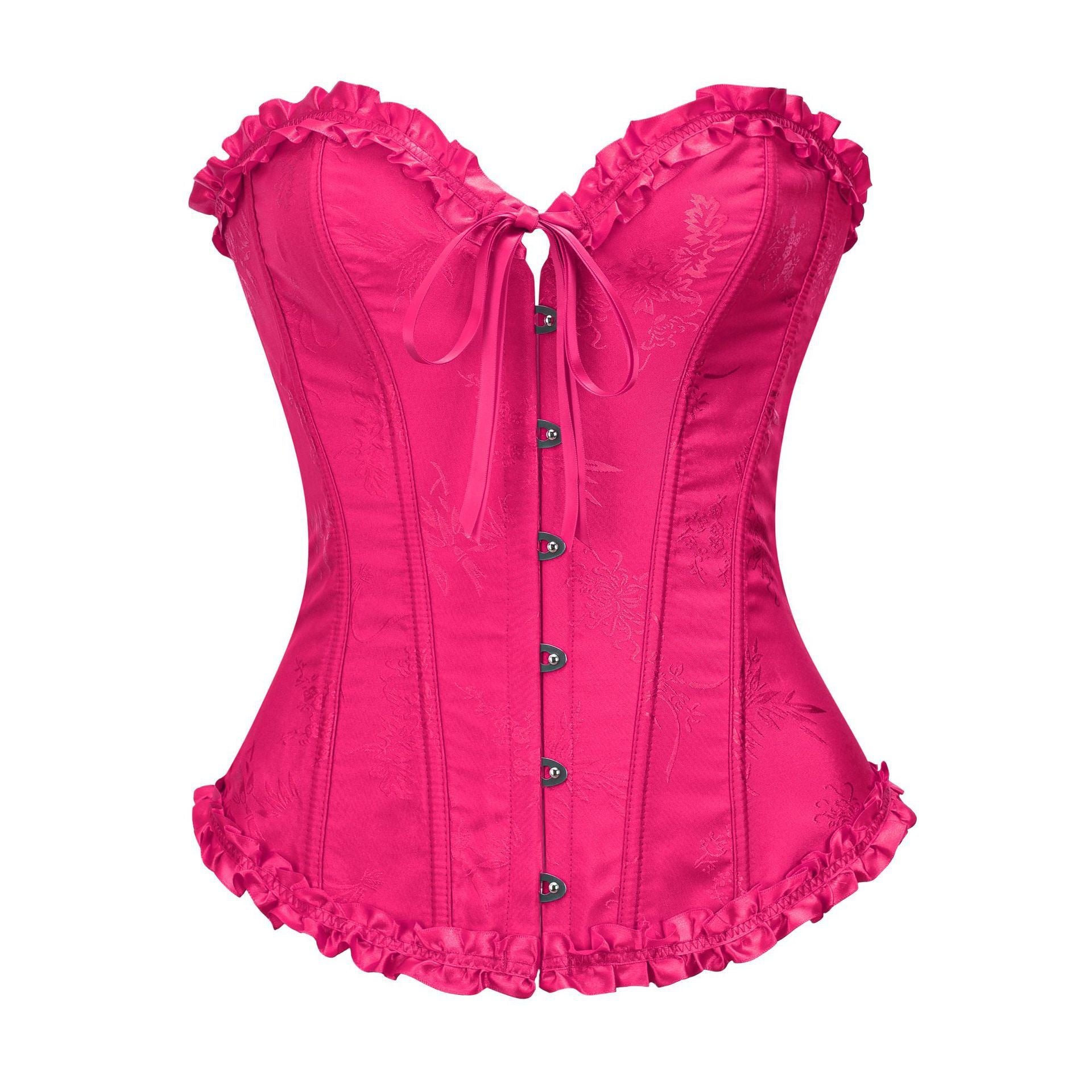 Retro Corset Waist Top Rose Red
