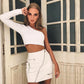One-shoulder Cotton Cropped Short Sports T-shirt