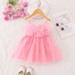 Floral Mesh Straps Girls Princess Dress