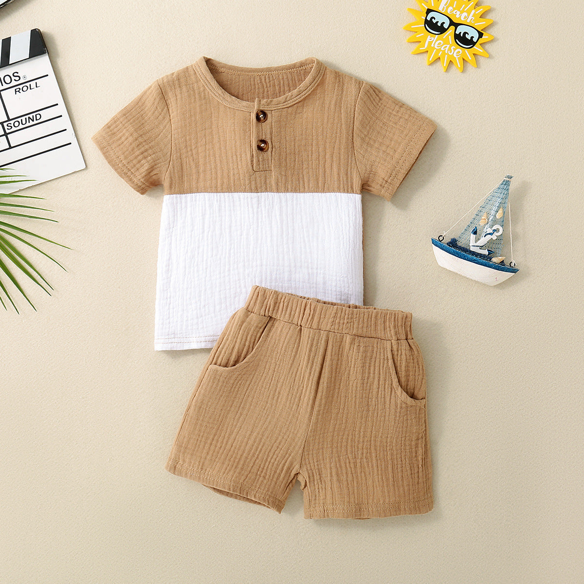 Baby's Multi-color Short Sleeve T-shirt Shorts Set