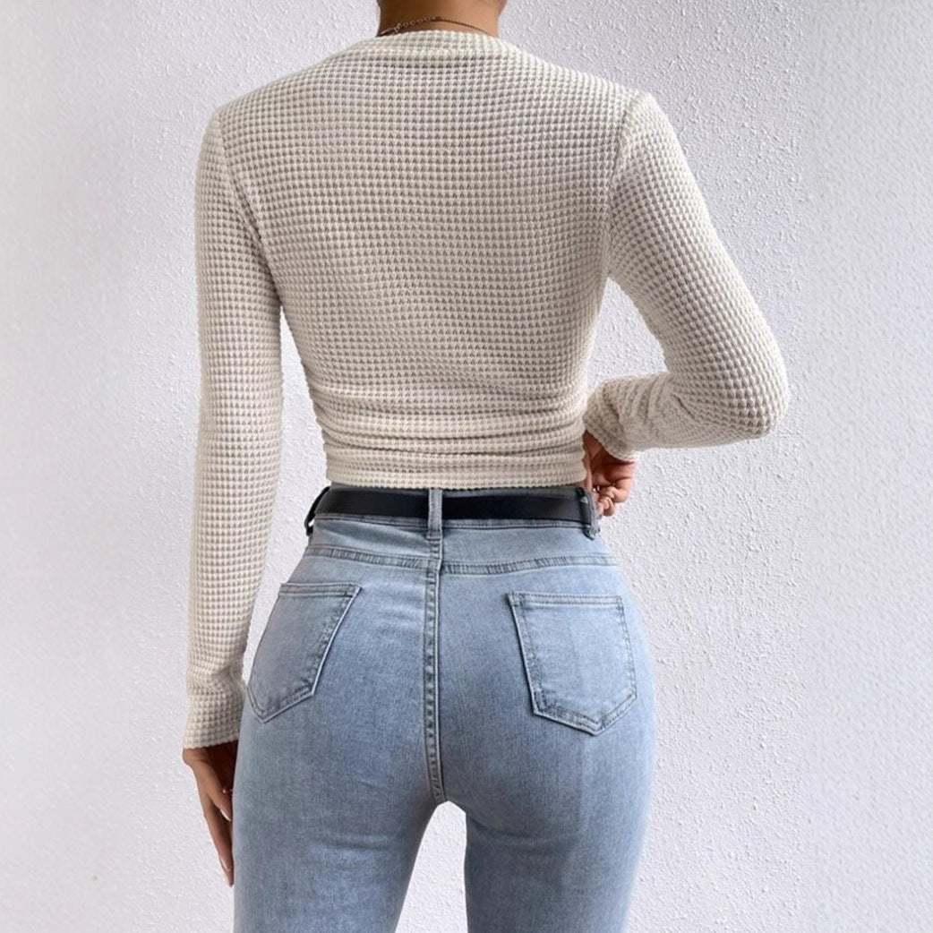 Autumn And Winter Wild Plaid Round Women's Top
