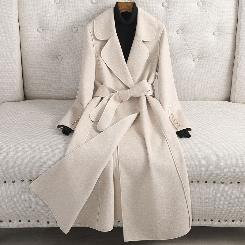 Manteau mi-long amincissant pour femme, en laine haut de gamme, au-dessus du genou