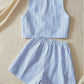 Elegant Striped Knit Tank Top And High-Waist Loose Shorts Set For Women