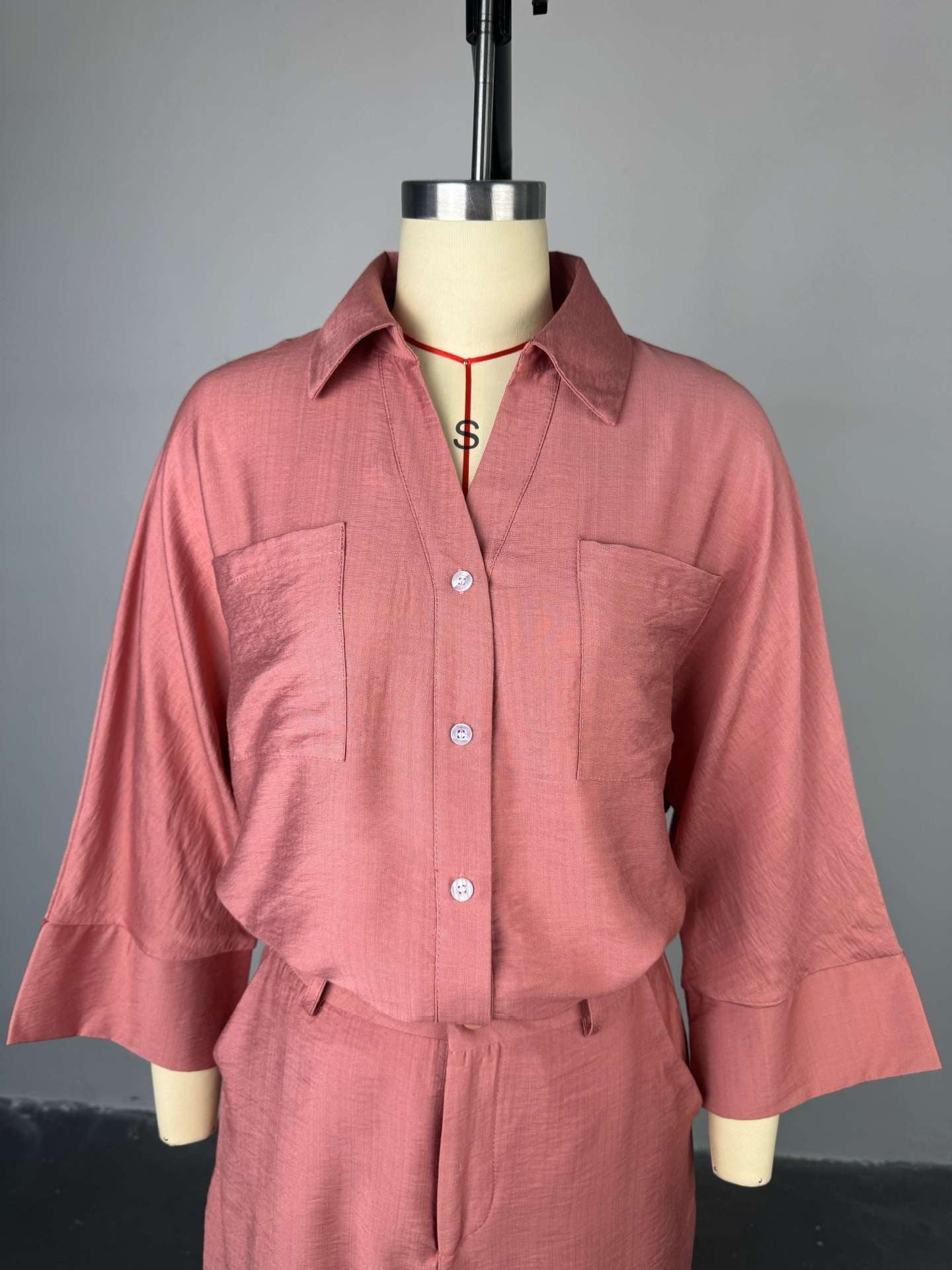 Women's Summer Sweet Comely Turn-down Collar Shirt Culottes Two-piece Set