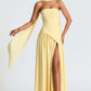Fashion Backless Tube Top Color Split Dress
