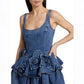 Flower Double Layer Slimming A- Line Slip Dress Short Skirt For Women