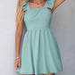 Fluttering Sleeves Sweet Short Skirt Back Bow-Tied Halterneck Dress With Open Back