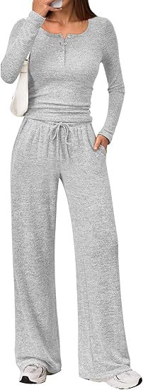 Two-piece Set Women's Long-sleeve Blouse Wide Leg Pants Fashion Casual Set