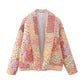 Manteau veste matelassée en coton à imprimé à revers
