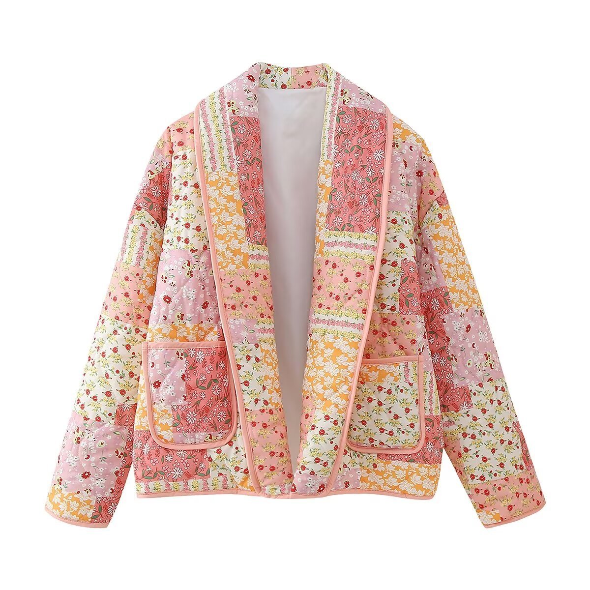 Manteau veste matelassée en coton à imprimé à revers
