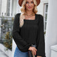 Solid Color Square Collar Slim Fit Long-sleeved Versatile Top