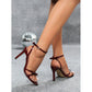 Women's Pointed Patent Leather Strap Cross Ankle Strap Stiletto Sandals High Heels