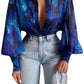 Long Sleeve Lapel Cardigan Single-breasted Solid Color Half-length Lantern Sleeve Temperament Commute Red Shirt