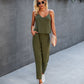 Women's Halter Solid Color Pocket Jumpsuit