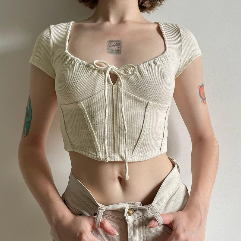 Short Exposed Navel Short-sleeved T-shirt For Women